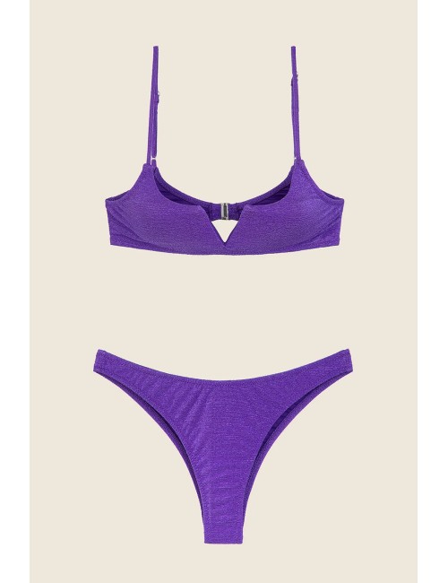 Effek - bikini top con ferretto e slip americano fisso viola fk25-1143pr - 14192