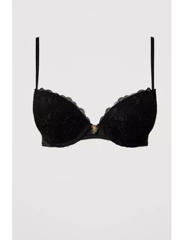 Twinset - reggiseno push-up in tulle ricamato 251ll6d44 00006 nero - 14123