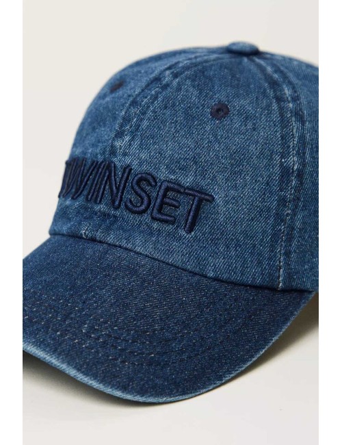 Twinset - cappello da baseball in denim con logo 251ll5baa 01104 - 14133