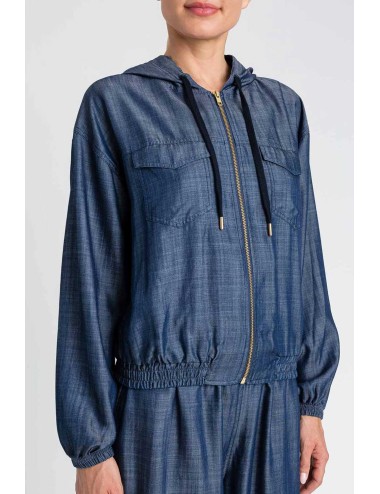 Twinset - felpa aperta con cappuccio blu denim 251ll2daa 12351 - 14276