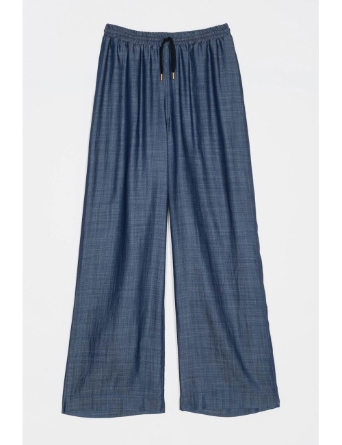 Twinset - pantalone palazzo blu denim 251ll2dee 12351 - 14277