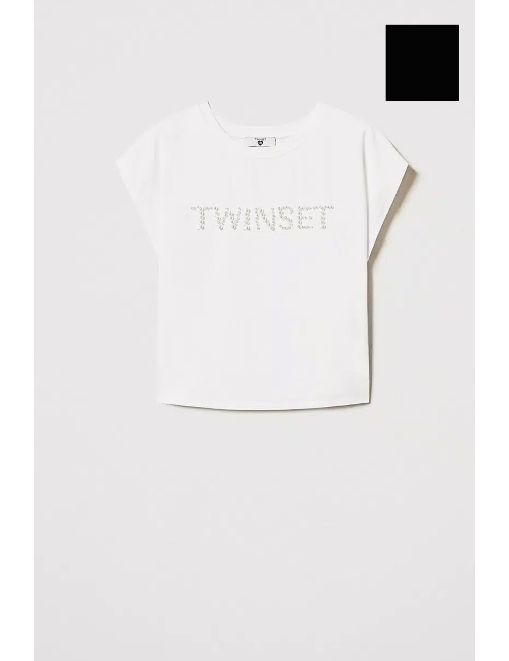 Twinset - t-shirt con ricamo logo di perle 251lm2taa 00006 - 14289