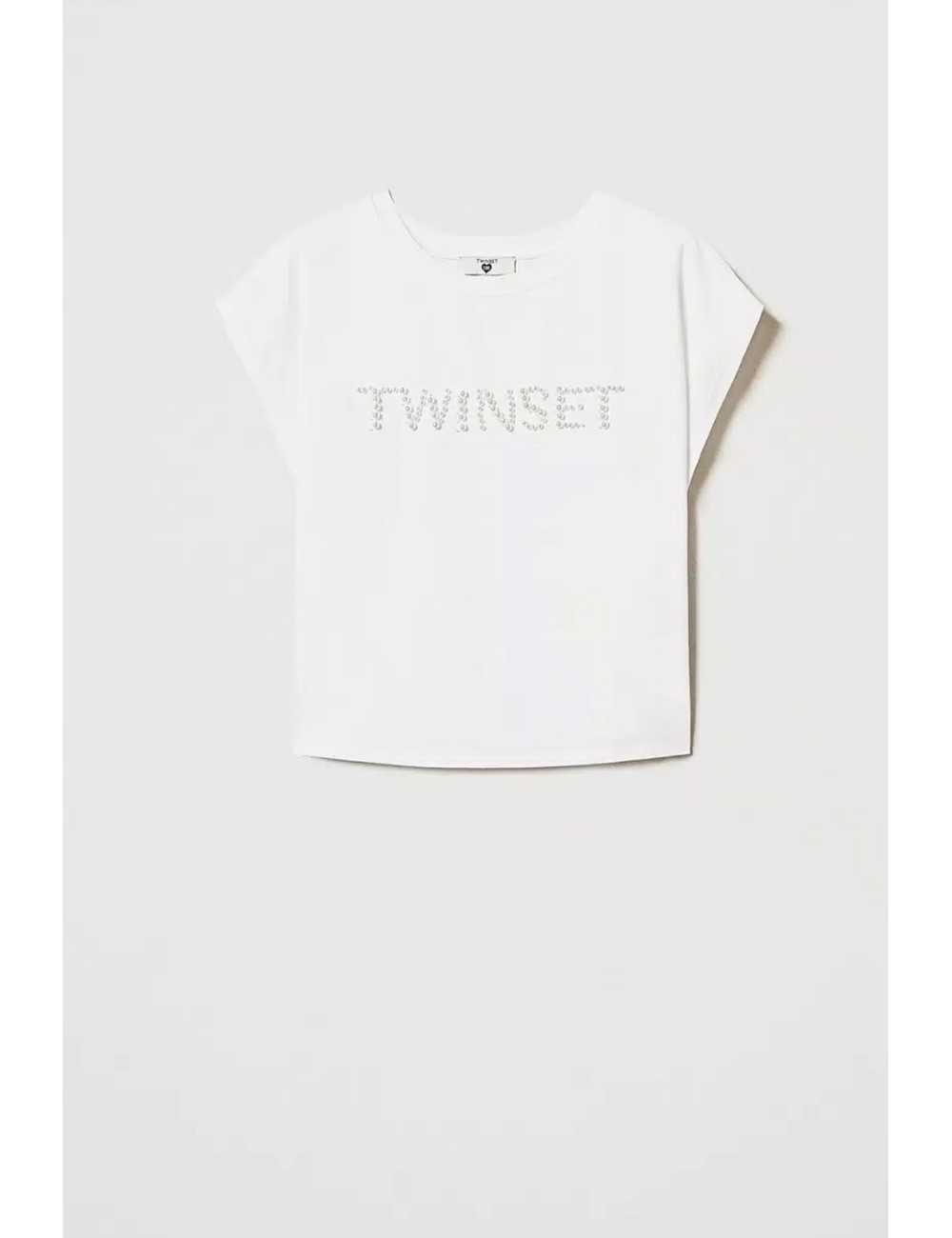 Twinset - t-shirt con ricamo logo di perle 251lm2taa 00632 - 14290