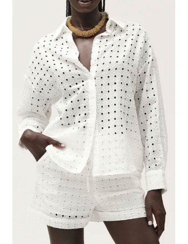 Camicia in pizzo san gallo ww30413 bianco - 14409