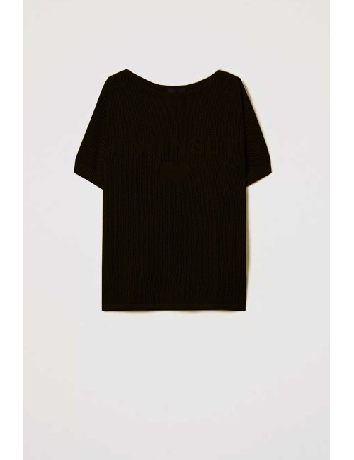 Maglia a rete con logo nero 251lb3qaa 00006
