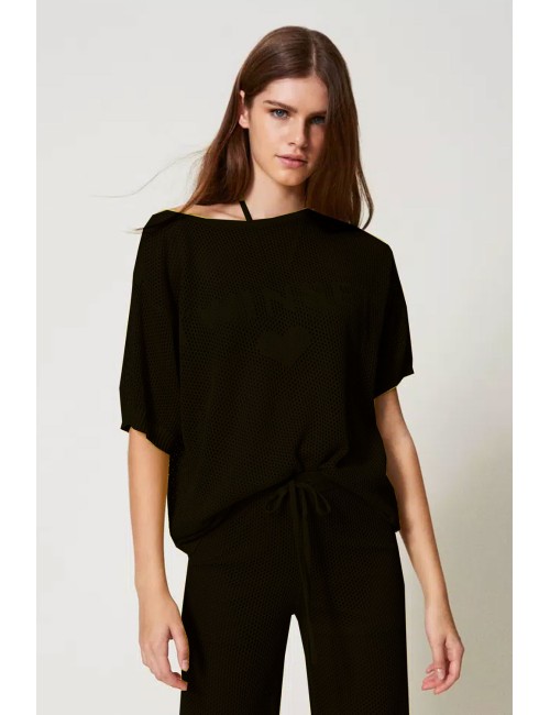Maglia a rete con logo nero 251lb3qaa 00006