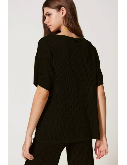 Maglia a rete con logo nero 251lb3qaa 00006